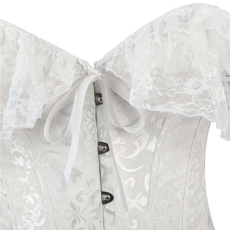 Women's Gothic Mesh Sleeved Lace Floral Overbust Corsets - Image 11