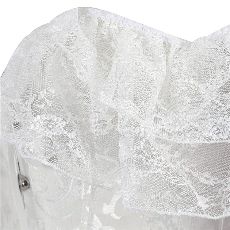 Women's Gothic Mesh Sleeved Lace Floral Overbust Corsets - Image 12