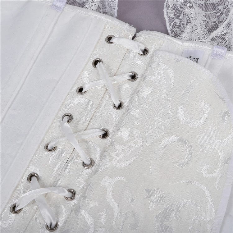 Women's Gothic Mesh Sleeved Lace Floral Overbust Corsets - Image 13