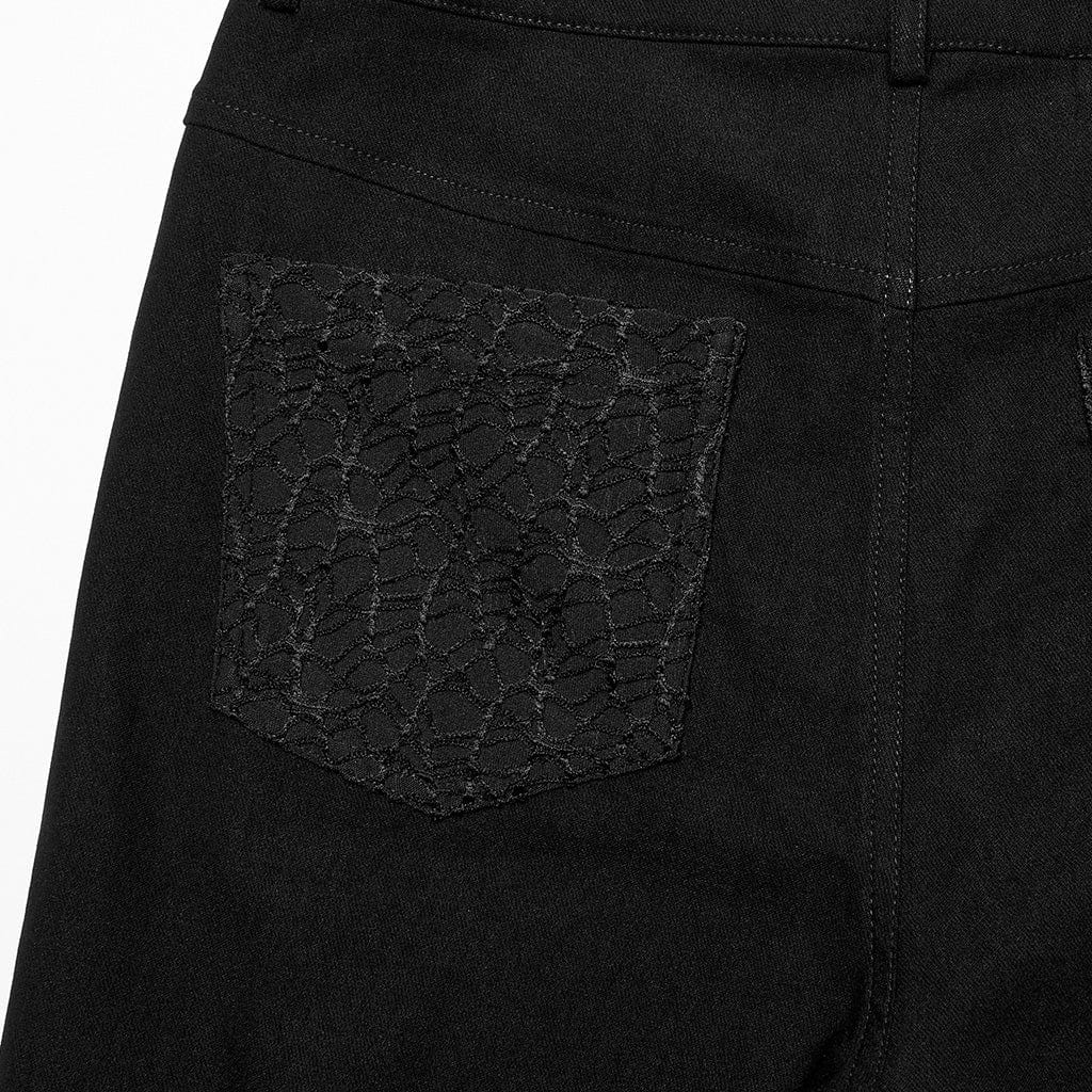 Women's Gothic Mesh Splice Buckle Leggings - Image 6