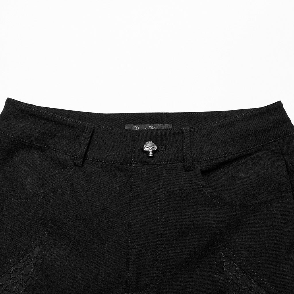 Women's Gothic Mesh Splice Buckle Leggings - Image 7