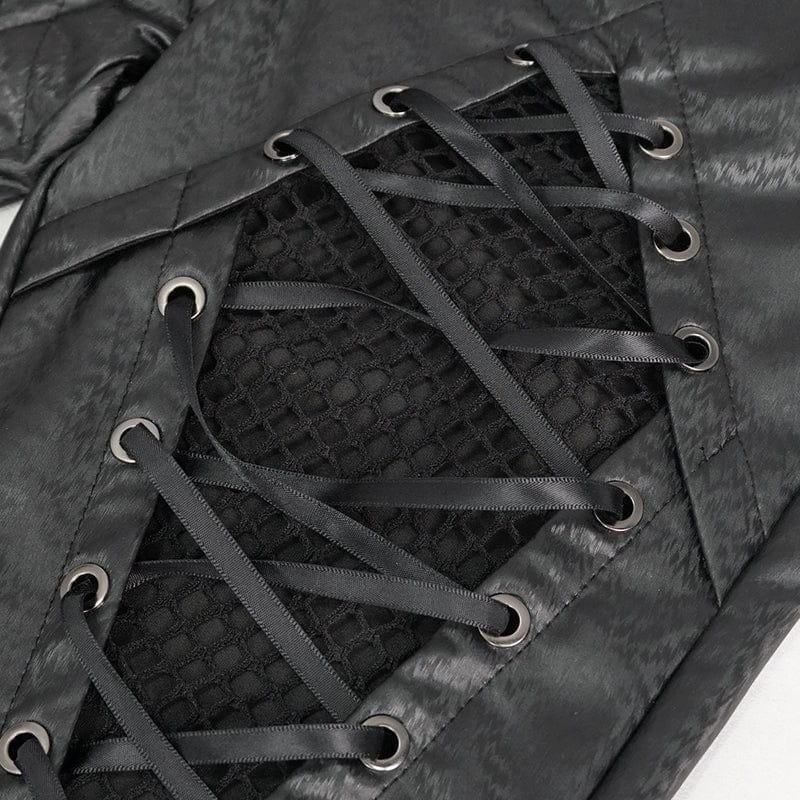 Women's Gothic Mesh Splice Faux Leather Leggings - Image 10