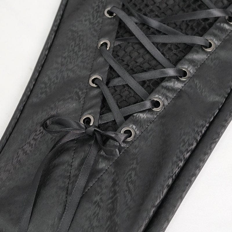 Women's Gothic Mesh Splice Faux Leather Leggings - Image 9