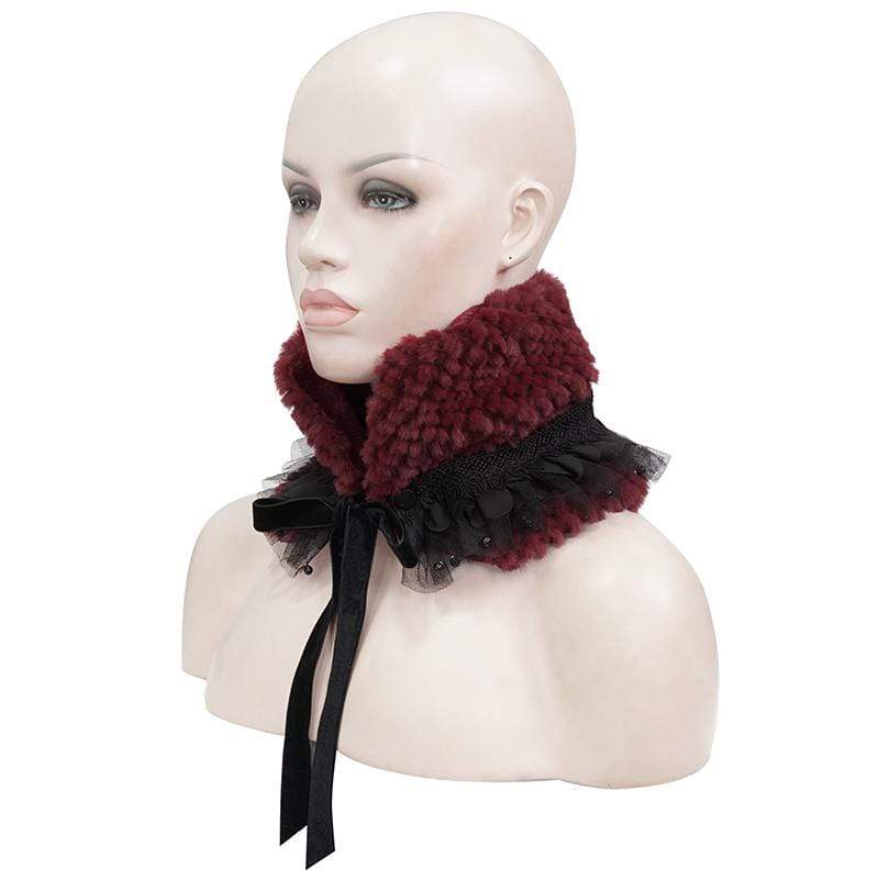 Women's Gothic Mesh Splice Strappy Scarf Red - Image 6