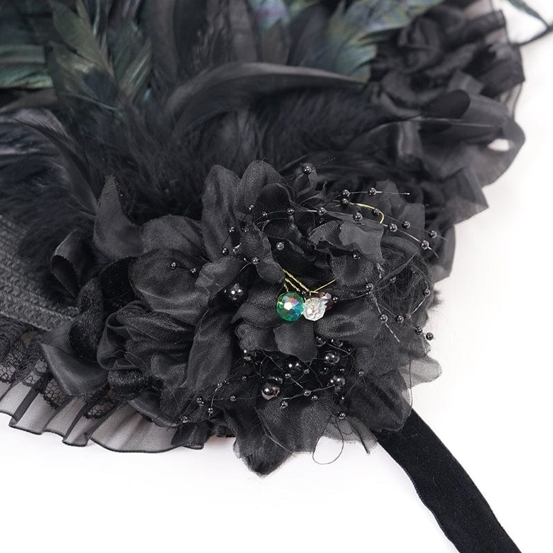 Women's Gothic Mesh Strap Feather Hair Accessories - Image 10