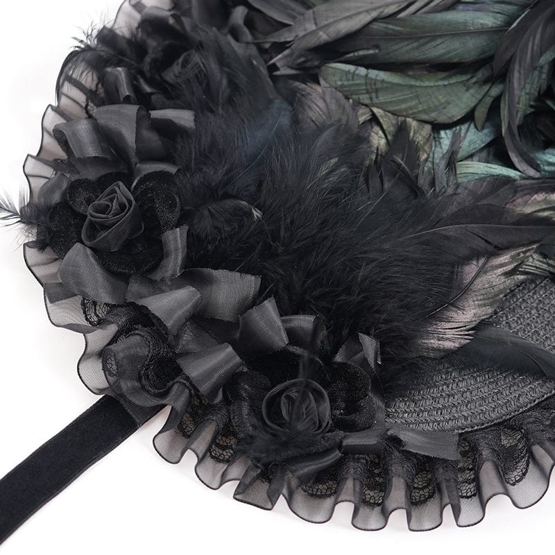 Women's Gothic Mesh Strap Feather Hair Accessories - Image 11
