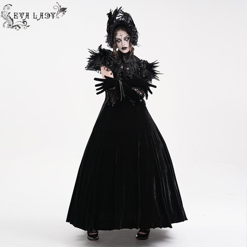 Women's Gothic Mesh Strap Feather Hair Accessories - Image 5