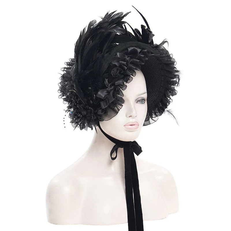 Women's Gothic Mesh Strap Feather Hair Accessories - Image 8