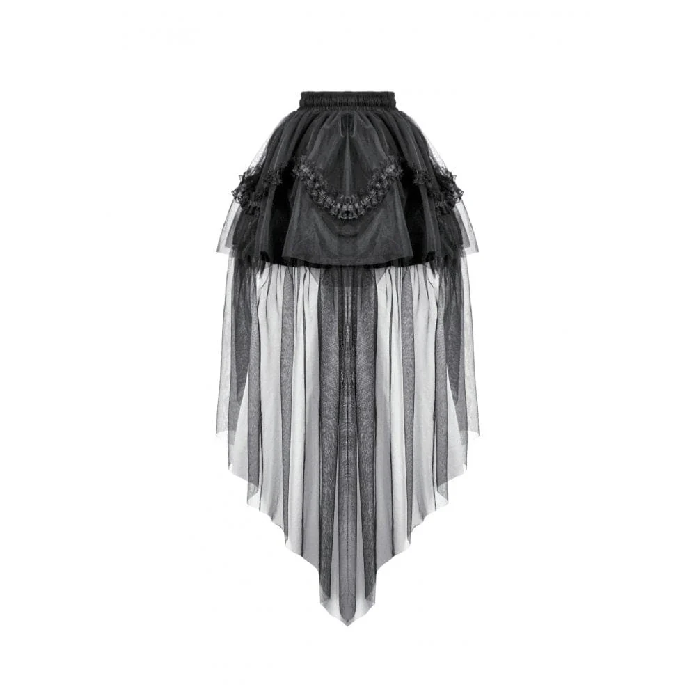 Women's Gothic Mesh Tailed Lace Pleated Skirt - Image 7