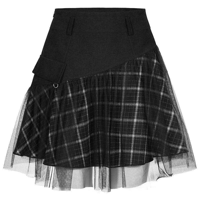 Women's Gothic Mess Overskirt Plaid Skirts - Image 4