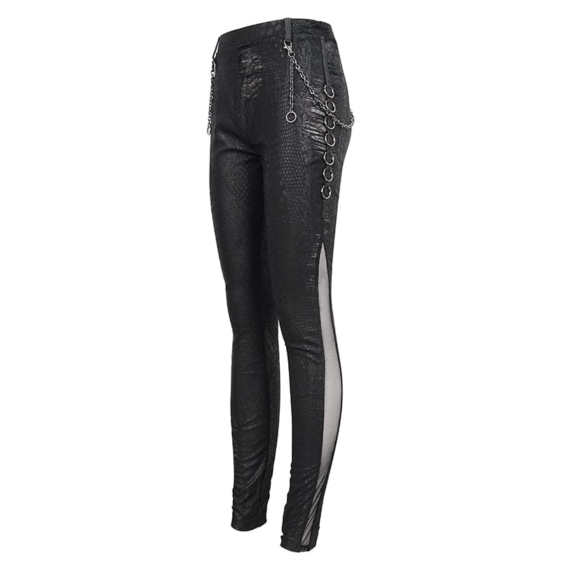 Women's Gothic Metal Chain Ripped Leggings - Image 6