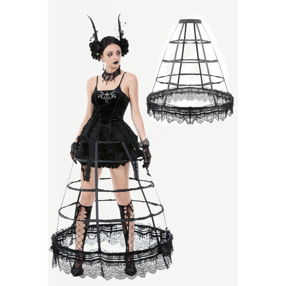 Women's Gothic Multi-Layered Lace Boning Petticoat