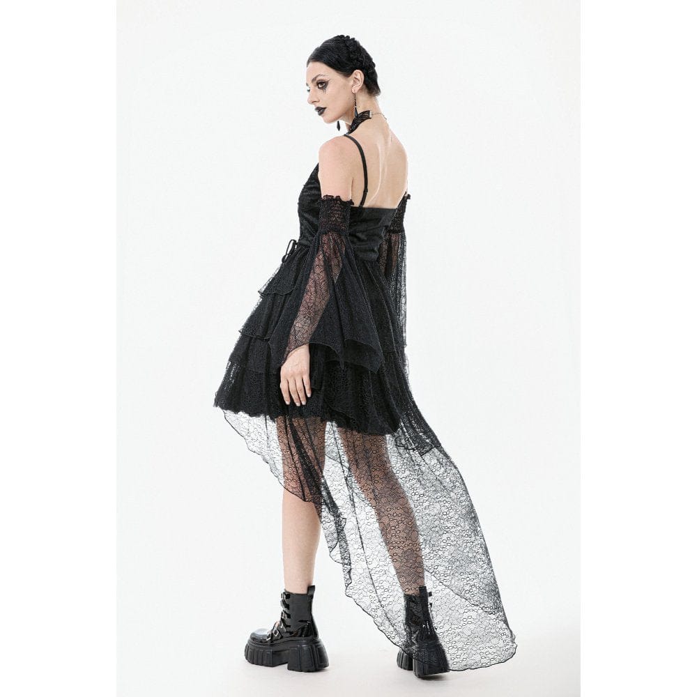 Women's Gothic Multi-Layered Lace Fishtail Slip Dress Graduation Dress - Image 11