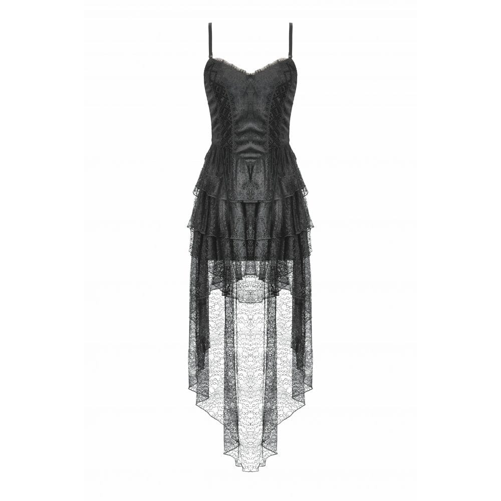 Women's Gothic Multi-Layered Lace Fishtail Slip Dress Graduation Dress - Image 14