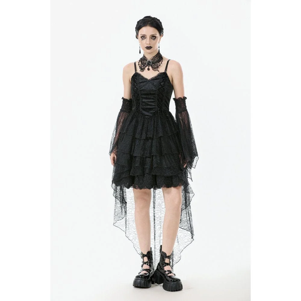 Women's Gothic Multi-Layered Lace Fishtail Slip Dress Graduation Dress - Image 3