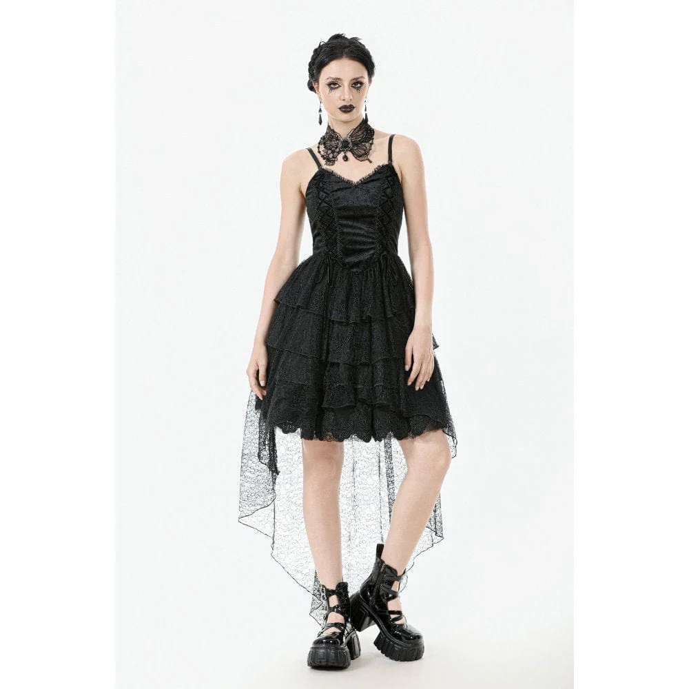 Women's Gothic Multi-Layered Lace Fishtail Slip Dress Graduation Dress - Image 4