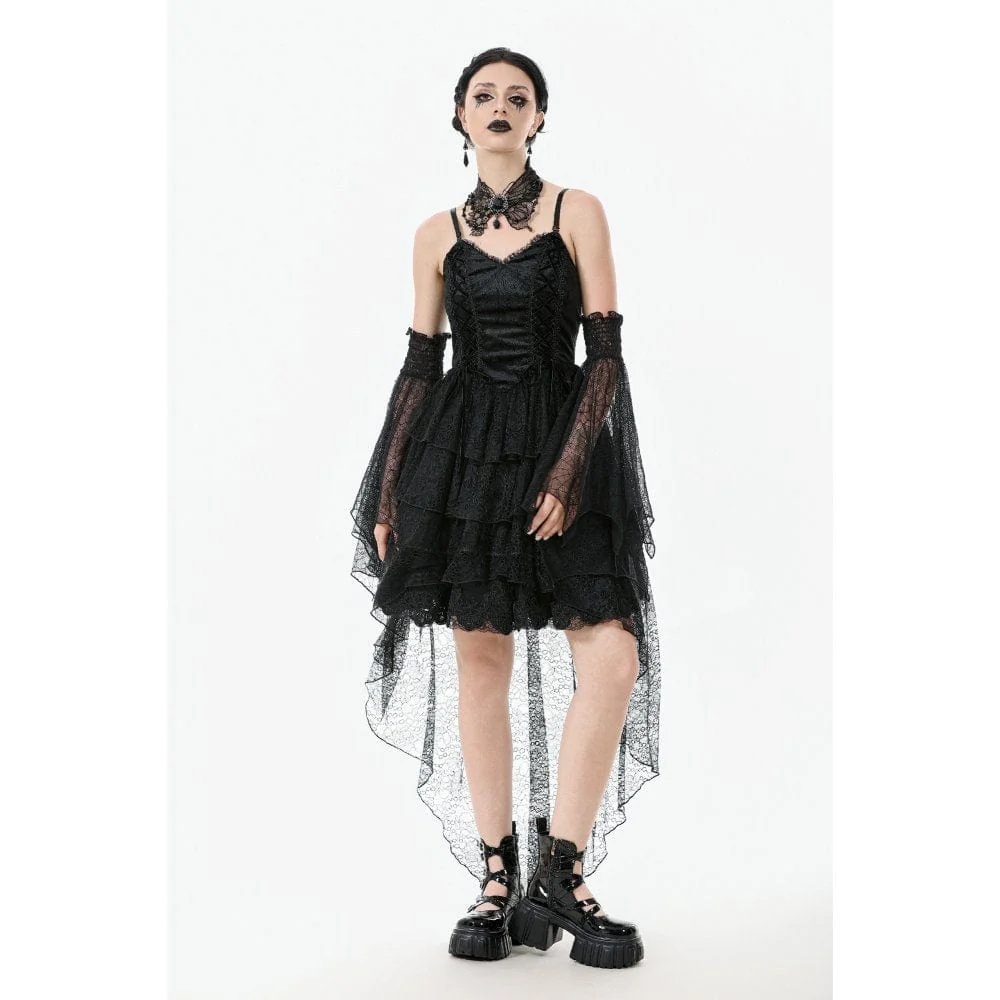 Women's Gothic Multi-Layered Lace Fishtail Slip Dress Graduation Dress - Image 5
