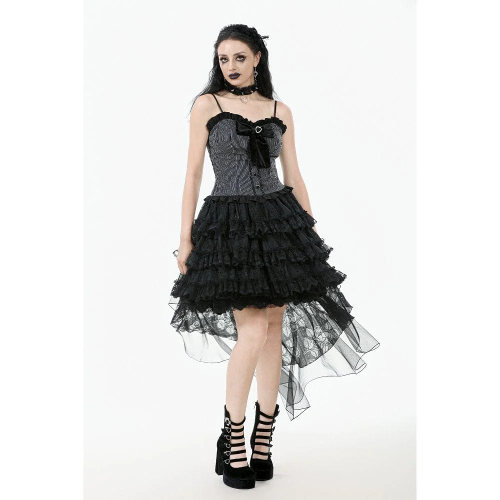 Women's Gothic Multilayer High/Low Lace Skirt - Image 3