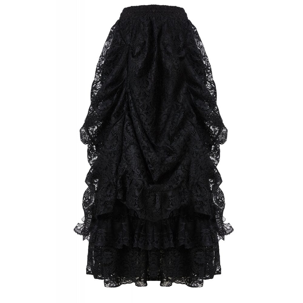 Women's Gothic Multilayer Lace Maxi Skirt - Image 11
