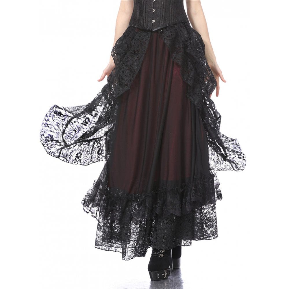 Women's Gothic Multilayer Lace Maxi Skirt - Image 2