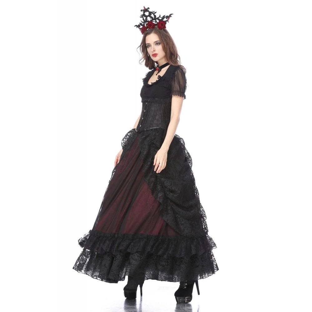 Women's Gothic Multilayer Lace Maxi Skirt - Image 8