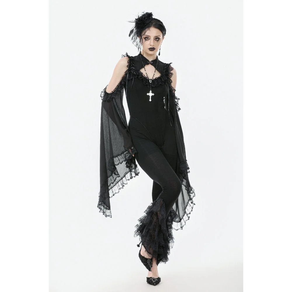 Women's Gothic Multilayer Lace Splice Flared Pants - Image 4