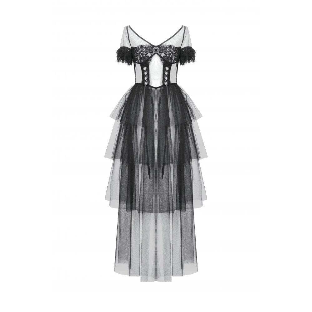 Women's Gothic Multilayer Sheer Mesh Dress - Image 12