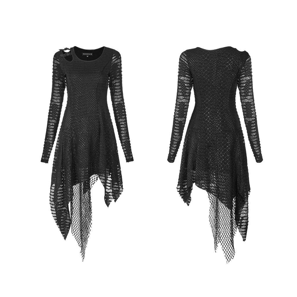 Women's Gothic Net Ripped Irregular Dresses - Image 6