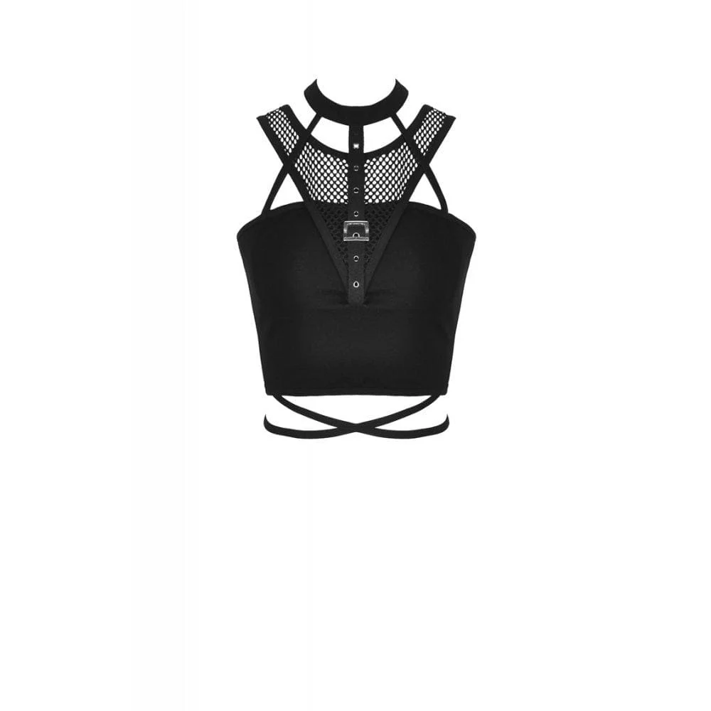 Women's Gothic Net Splicing Midriff-baring Tank Tops - Image 7