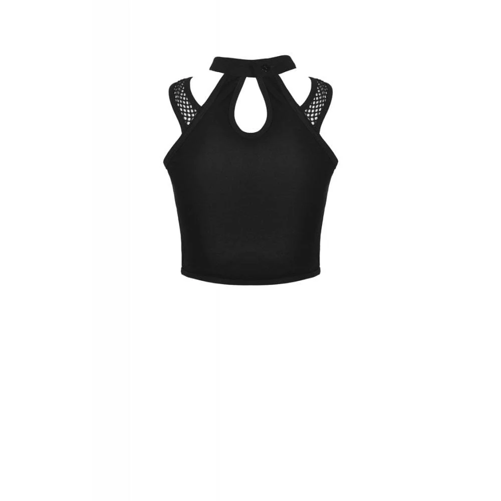 Women's Gothic Net Splicing Midriff-baring Tank Tops - Image 8