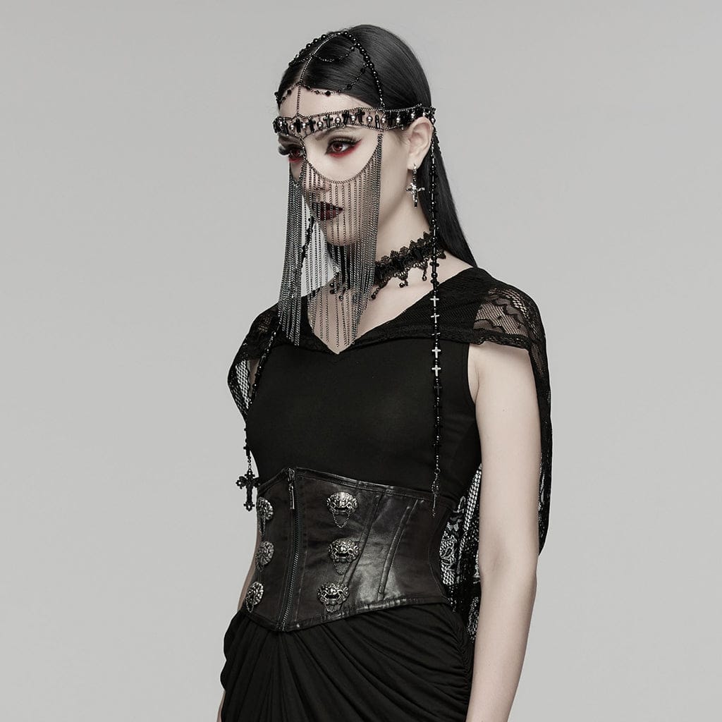Women's Gothic New Chinese Style Spirit Beast Zip Underbust Corset - Image 2