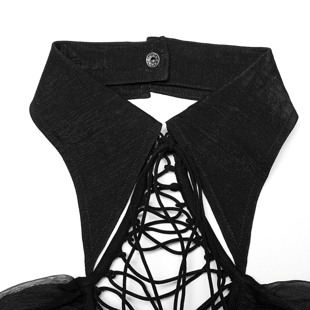 Women's Gothic Off Shoulder Irregular Lace Dress - Image 6