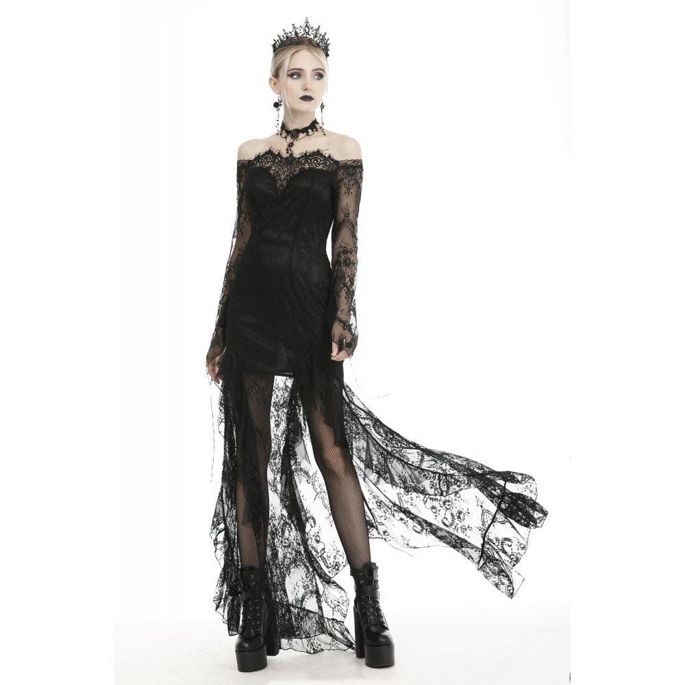 Women's Gothic Off-shoulder Lace Wedding Dresses - Image 3