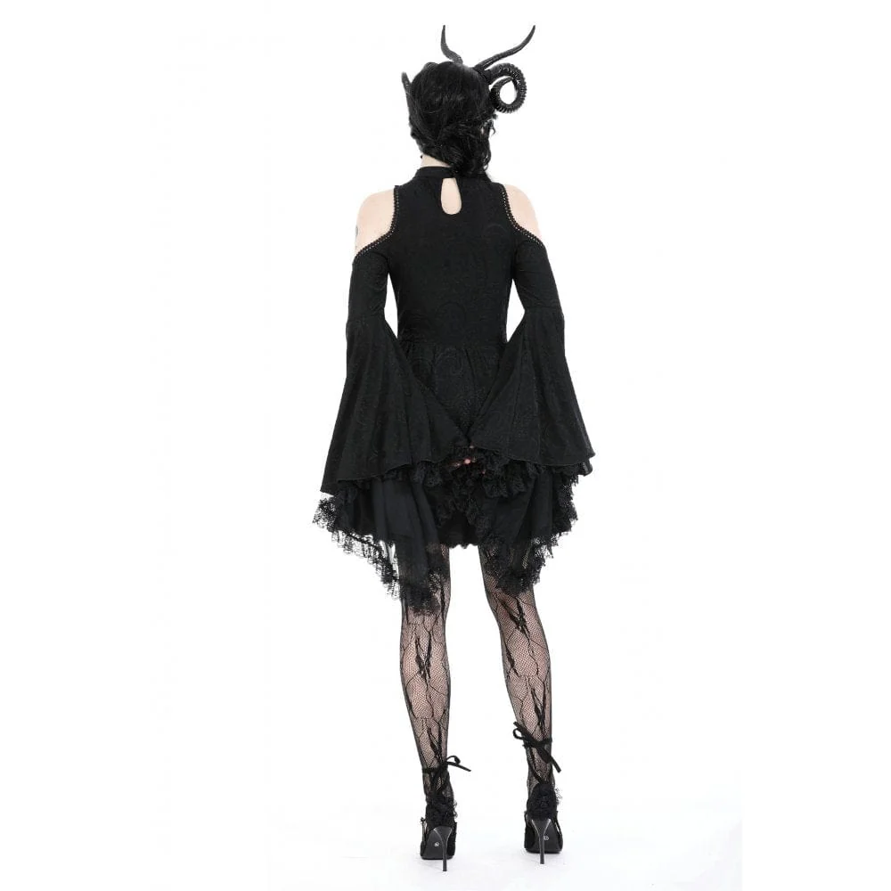 Women's Gothic Off Shoulder Lace Splice Dress Graduation Dress - Image 10