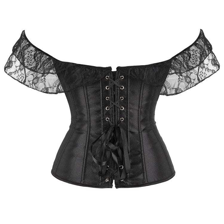 Women's Gothic Off Shoulder Lace Splice Overbust Corset - Image 3