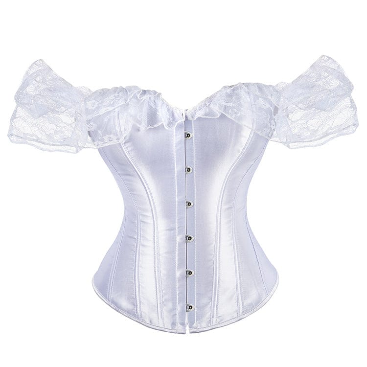 Women's Gothic Off Shoulder Lace Splice Overbust Corset - Image 5
