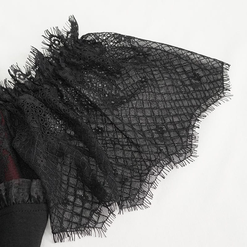 Women's Gothic Off Shoulder Lace Splice Shirt - Image 11