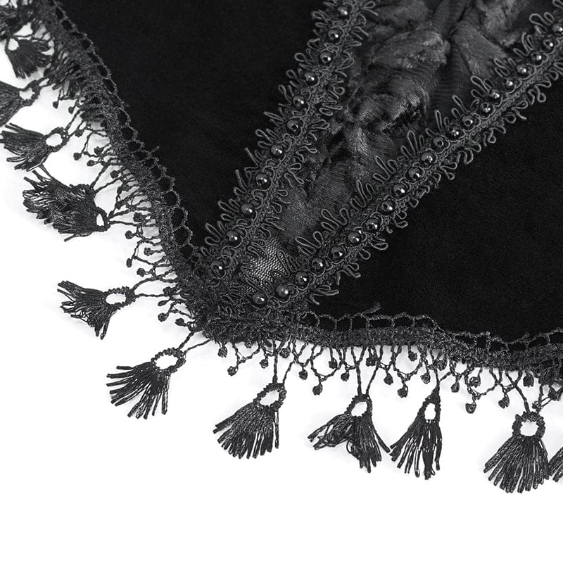 Women's Gothic Off Shoulder Lace Splice Velvet Shirt Red - Image 12