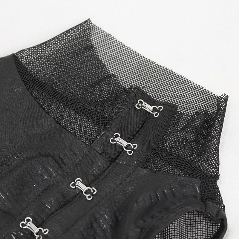 Women's Gothic Off Shoulder Mesh Splice Split Dress - Image 10