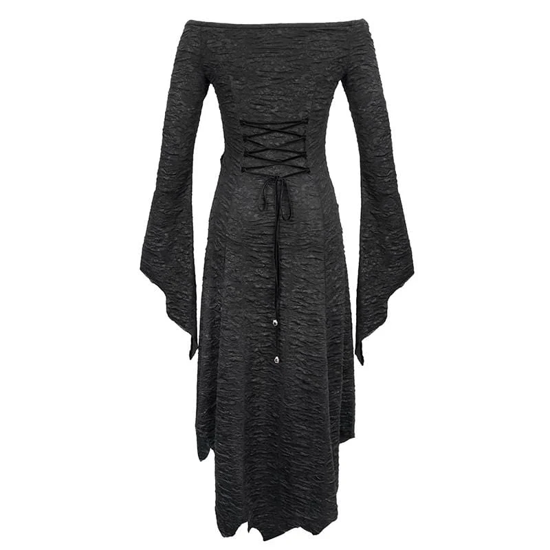 Women's Gothic Off-shoulder Ripped Irregular Dresses - Image 6
