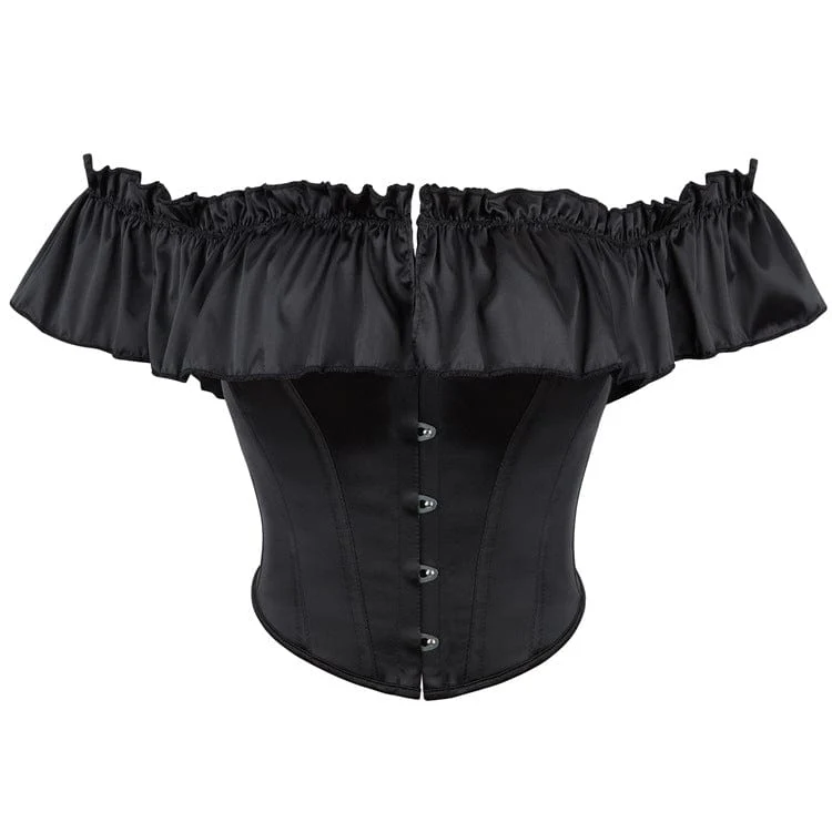 Women's Gothic Off-shoulder Ruffled Lace-up Overbust Corset
