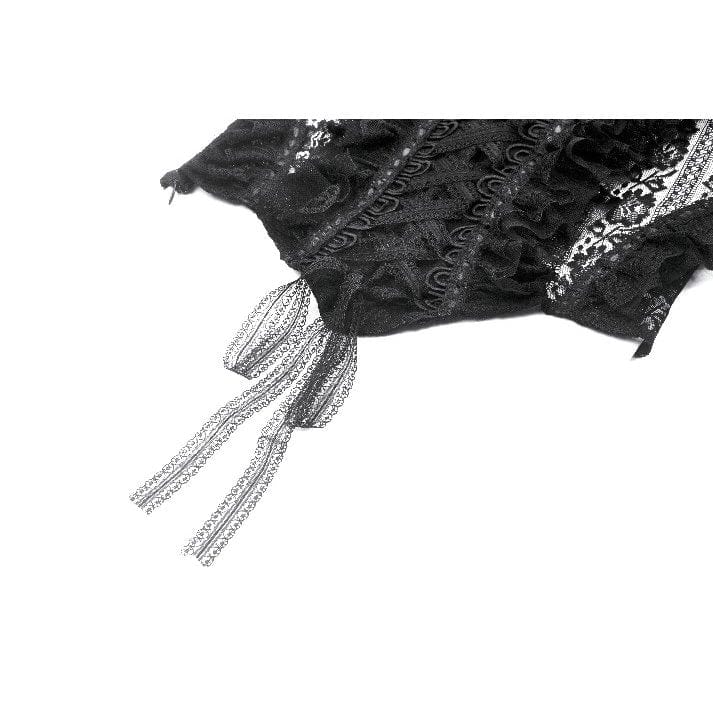 Women's Gothic Off Shoulder Ruffles Lace Top - Image 17