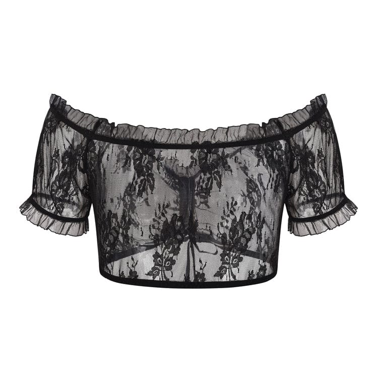 Women's Gothic Off Shoulder Sheer Lace Bustier - Image 5