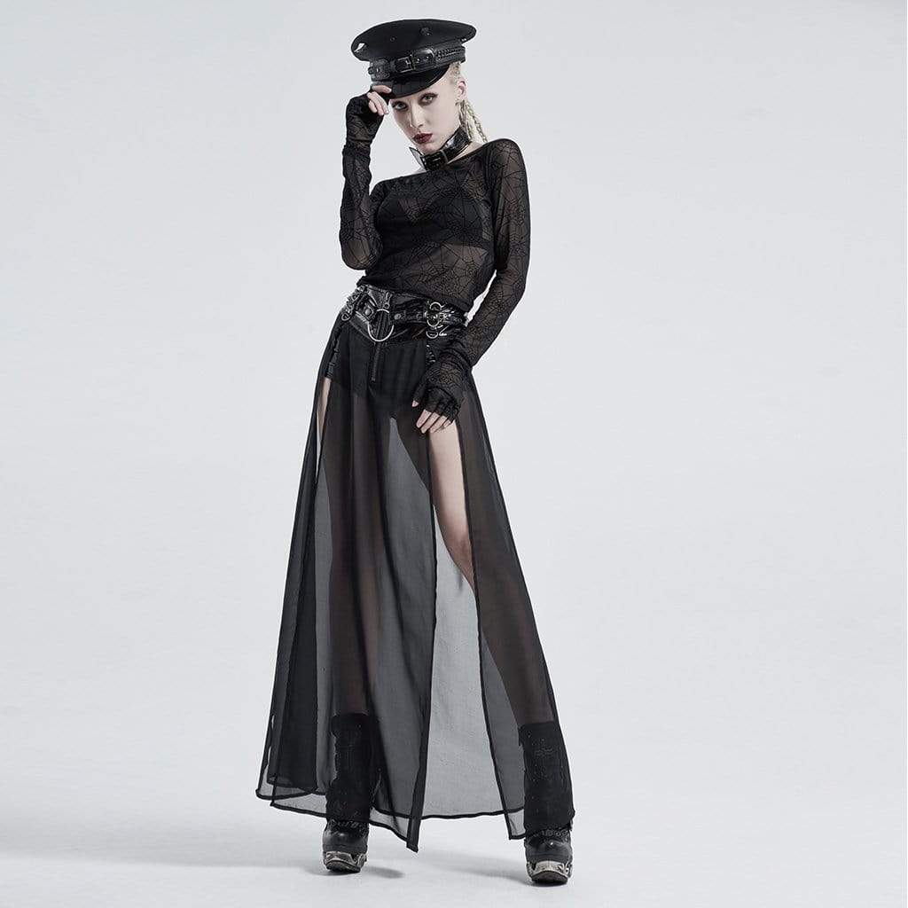 Women's Gothic Off-shoulder Spider Web Crop Tops - Image 4
