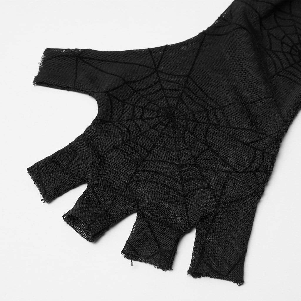 Women's Gothic Off-shoulder Spider Web Crop Tops - Image 6