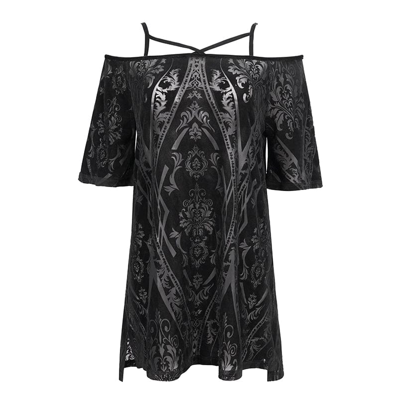 Women's Gothic Off Shoulder Totem Printed Dress - Image 6