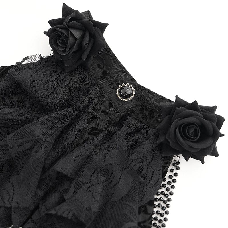 Women's Gothic Off-the-shouder Drawstring Velvet Party Dress - Image 10