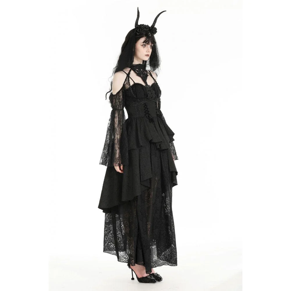 Women's Gothic Off-the-shoulder Cutout Lace Cape - Image 9