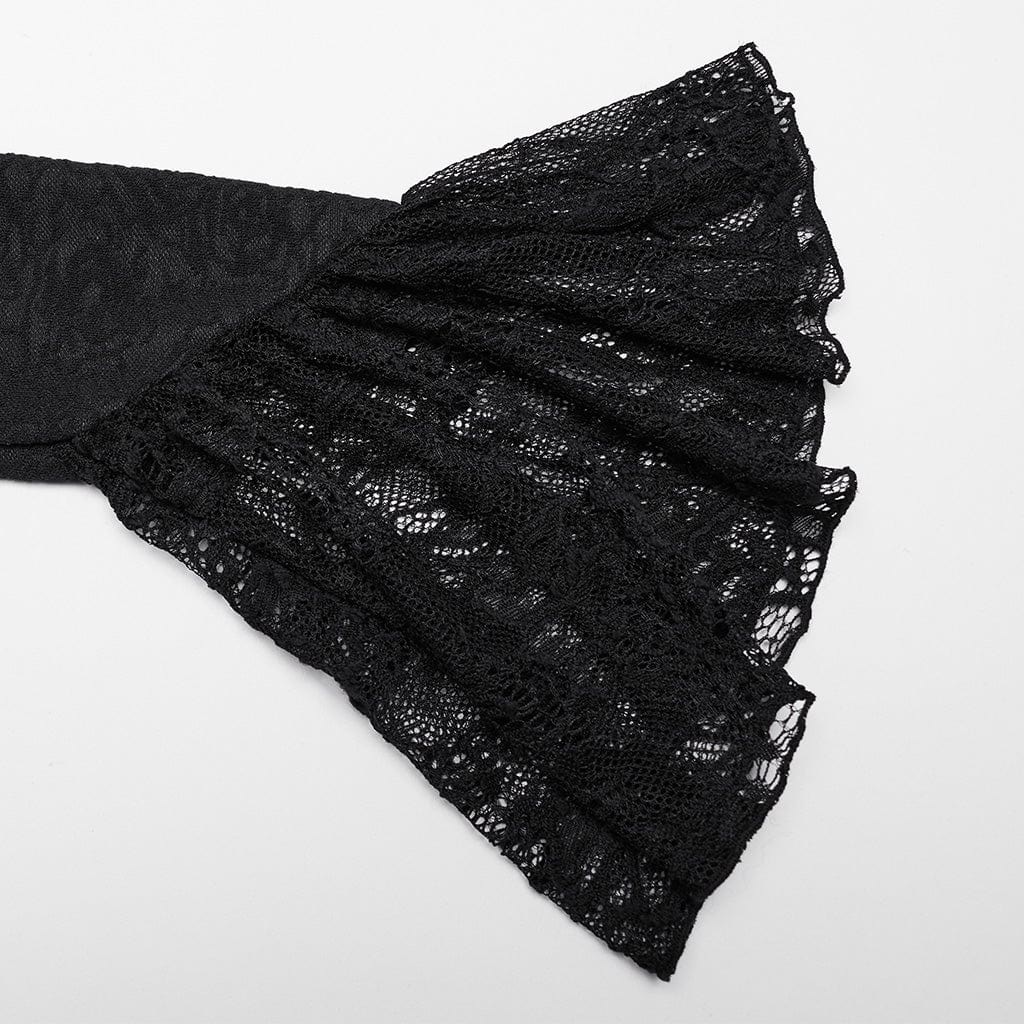 Women's Gothic Off-the-shoulder Ruffled Lace Splice Shirt - Image 9