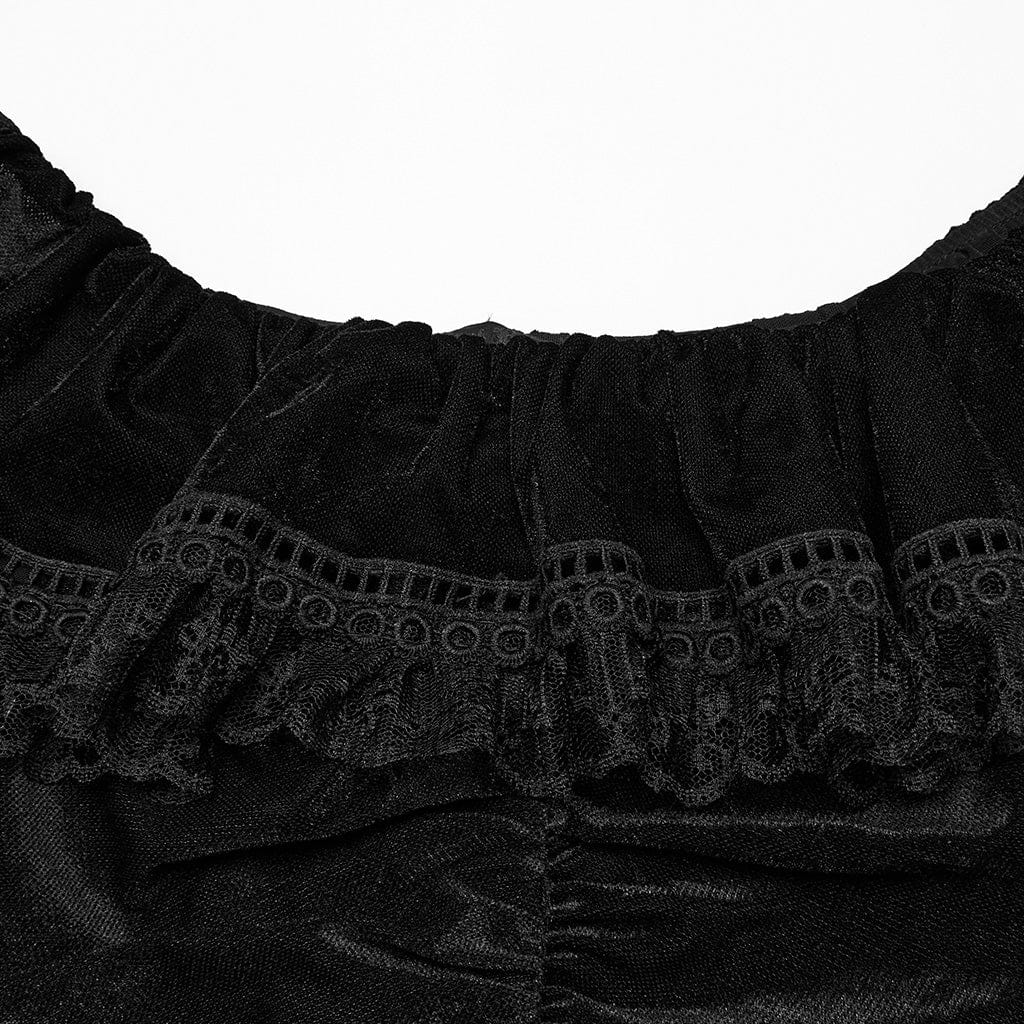 Women's Gothic Off-the-shoulder Ruffled Mesh Prom Dress - Image 6